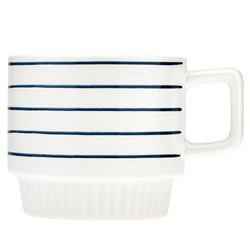 Кружка фарфоровая "Геометрия-2" "Линии" 320мл, д8,9см h8см, матовая глазурь, с деколью, цвет - белый, д/горла 8,5см, д/основания 6,9см, в коробке (Китай)