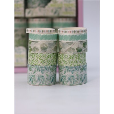 Набор декоративного скотча 10 шт. "Flower power", green, шоу-бокс 8 шт.