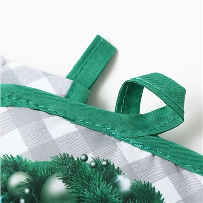 Кухонный набор 2 прихваткиДоляна Christmas прихватка 17*17см, Варежка-прихватка новогодняя 26*16 см,100%п/э