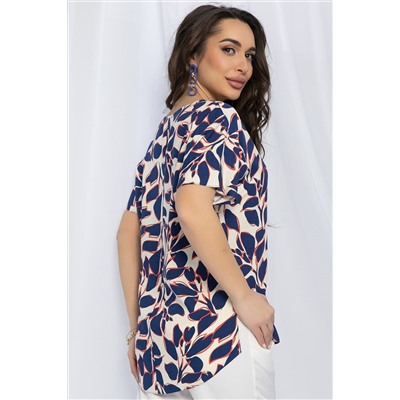Блуза Маргоша (бежево-синяя) Б13152-16М