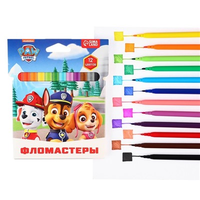 Фломастеры «Щенячий патруль», 12 цветов, вентилируемый колпачок