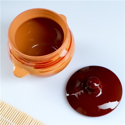 Горшочек для запекания Борисовская керамика «Тигровая», 500 мл, 10×10.5 см, оранжевый