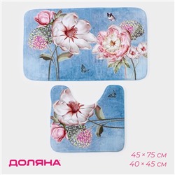 Коврики для ванной и туалета Доляна «Весна», 2 шт., 40×45 см, 45×75 см