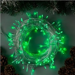 Гирлянда «Нить» 20 м, IP20, прозрачная нить, 200 LED, 8 режимов, 220 В, свечение зелёное