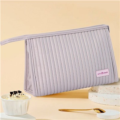 Kristaller Косметичка женская Love peace rectangular стёганая, пастельно-серый