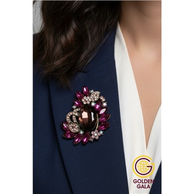 Брошь крупная с кристаллами БР4/3 модель 2
