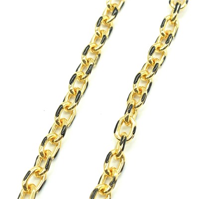 Цепочка для украшений, звено 8*11мм с эмалью, цв.золотистый, черный, 50см