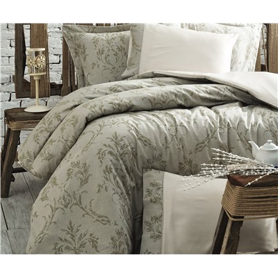 2 сп. Евро Комплект Постельного Белья Cotton Saten Safir Yeşil Çift - EcoCotton