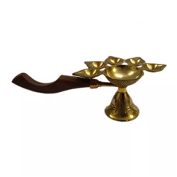 Латунная Панч Аарти Дийя, Brass Panch aarti Diya 5 Face