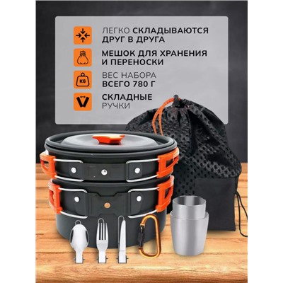 Посуда походная (кастрюля - котелок, чайник, сковорода) (3521)
