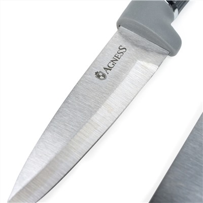 НАБОР AGNESS ИЗ 10ПР: 5 НОЖЕЙ, 4 ДОСКИ И ПОДСТАВКА, ЦВЕТ: ЧЕРНО-СЕРЫЙ
