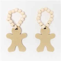 Набор новогодних колец для салфеток, 2 штуки «Пряник», коричневый, 6×7 см, дерево