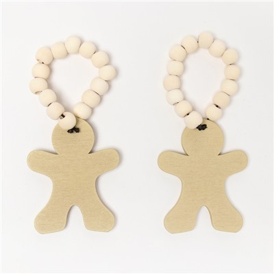 Набор новогодних колец для салфеток, 2 штуки «Пряник», коричневый, 6×7 см, дерево