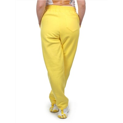 M045 YELLOW Брюки спортивные женские на флисе (100% хлопок) 7986