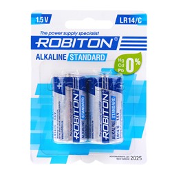 Батарейки алкалиновые ROBITON STANDARD LR14 BL2, в блист. 2 шт