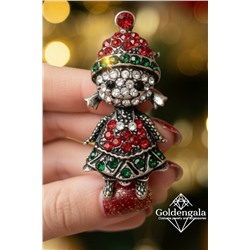 Брошь новогодняя "снегурочка" БР4 модель БРО/25 серебро