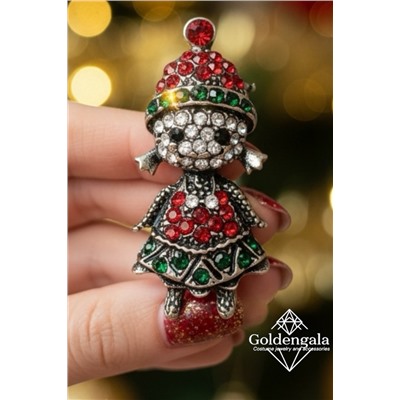 Брошь новогодняя "снегурочка" БР4 модель БРО/25 серебро