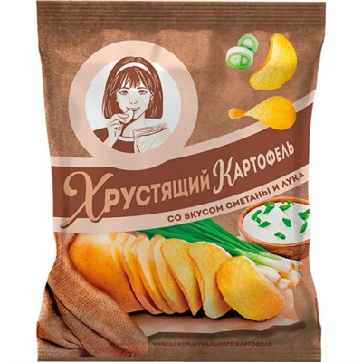 Чипсы Хрустящий картофель со вкусом сметаны и лука 160 г/КДВ