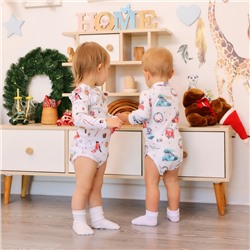 Боди детское с длинным рукавом MINAKU New Year's cars, рост 74-80 см, белое