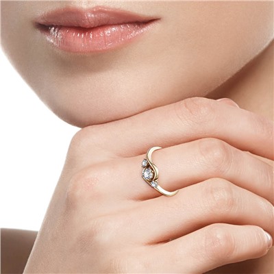 Кольцо с фианитом позолоченное серебро 925*