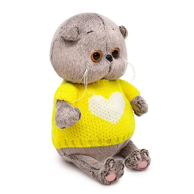 Мягкая игрушка "Кот Басик BABY в свитере с сердцем" (20 см)
