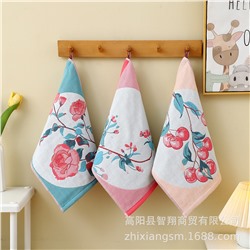 Cotton gauze cartoon scarf, soft children's strap for early age for face washing, 34×40cm