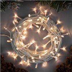 Гирлянда «Нить» 10 м, IP20, белая нить, 100 LED, 8 режимов, 220 В, свечение тёплое белое