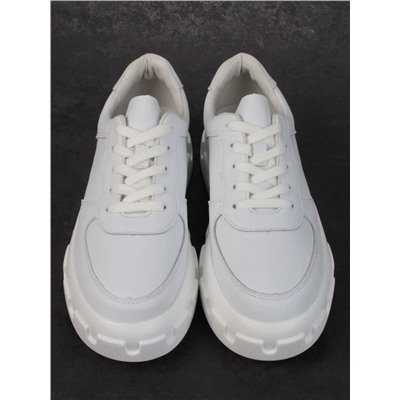 05-PDXL102-1 WHITE Кроссовки женские (натуральная кожа)