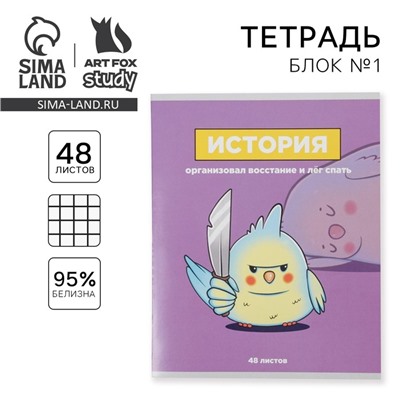 Тетрадь в клетку, предметная, 48 л.,на скрепке, А5 «ПЕРСОНАЖИ. История»