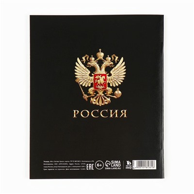 Тетрадь в линейку, предметная, 36 л.,на скрепке, блок №1«Россия. Литература»