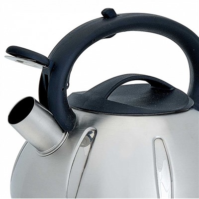Чайник со свистком 3 л из нержавеющей стали, индукционное дно WEBBER BE-0569/1 сатин, черный