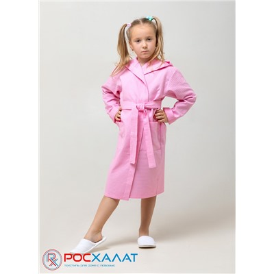 Детский вафельный халат с капюшоном В-07 (8)