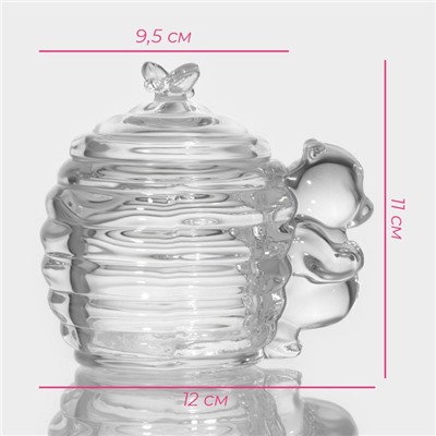 Баночка для мёда и варенья Доляна «Медвежонок», 200 мл, 11.5×9.3 см, стекло, прозрачная