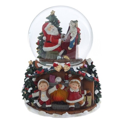 GAEM Фигурка декоративная "Дед Мороз" в стекл шаре (муз, вьюга, ААх3,н/п), D 9.5 см, L12 W12 H16 см