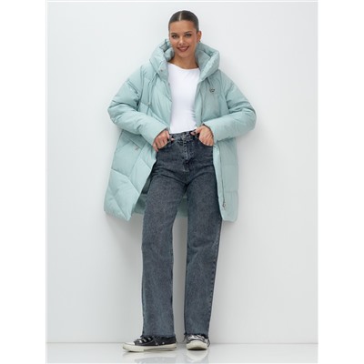 Куртка женская демисезонная с капюшоном бирюзового цвета 1139Br