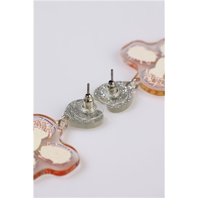 Серьги акриловые «Цветы» нарисованные, цветные в серебре