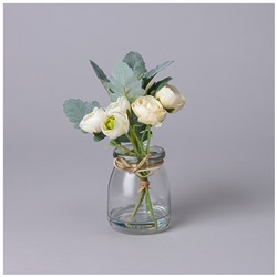 БУКЕТ ИСКУССТВЕННЫХ ЦВЕТОВ В КРУГЛОЙ ВАЗЕ ВЫСОТА= 16СМ  (МАЛ=8ШТ./КОР=64ШТ.)