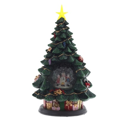 GAEM Фигур декор в стекл шаре "Елка и Снеговик" (подсв,муз, вьюга, AAх3 н/п), D 10 см, L19,5 W19,5 H35 см