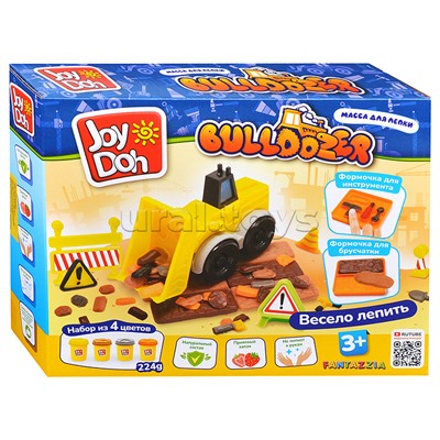 Масса для лепки набор Bulldozer - Бульдозер, 9 аксессуаров, 4 баночки с тестом, (4 x 56 г.)
