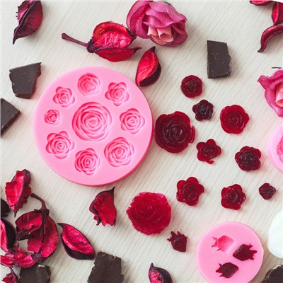 Молд для заливки Доляна «Круговорот роз», силикон, 9 ячеек, d=8 см, розовый