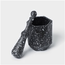 Ступка с пестиком «Грани», 10×18 см, чёрная