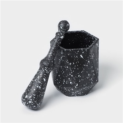 Ступка с пестиком «Грани», 10×18 см, чёрная