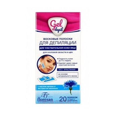 Ф-418 Gel-depil Восковые полоски для депиляции чувствительной кожи лица 20 шт