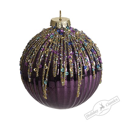 Шар "Праздничный фейерверк" фиолетовый (стекло) 8 см