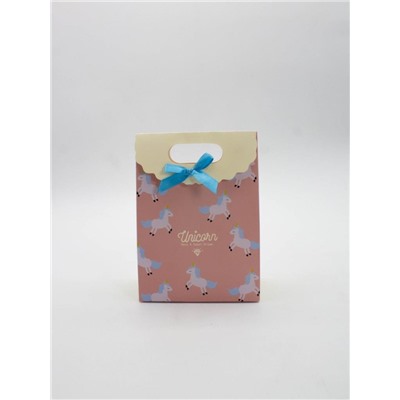 Пакет подарочный (XS) "Lovely unicorn", orange (12x6x16)