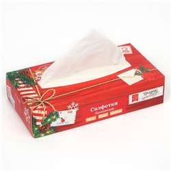 Салфетки бумажные в коробке «Новый год! Новогодняя посылка», 100 шт., двухслойные