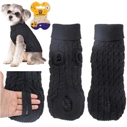 Кофта - свитер для мелких пород собак и кошек "BRO Style", косички, цвет черный, р S