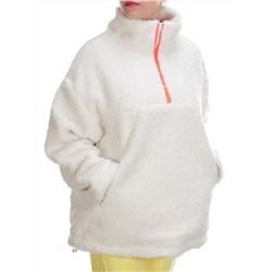 2568 WHITE Кофта плюшевая женская Тедди на синтепоне  (50 гр. синтепон)
