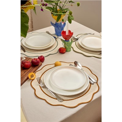 Салфетка под приборы Anemone из коллекции Trendy Ruffles, Ø38 см, карри