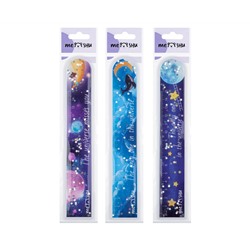 Линейка 15см MESHU "Universe" ПВХ с блестками, ассорти, европодвес